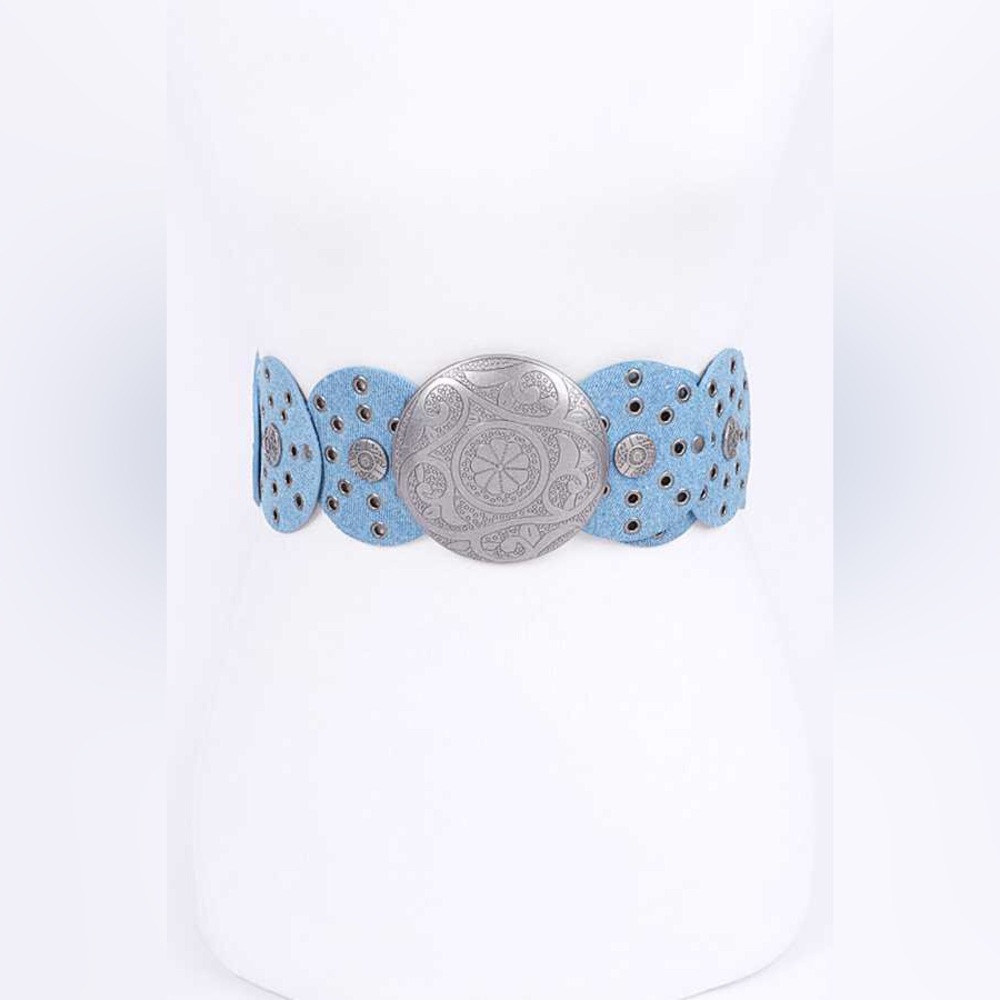Blue Denim Metal Statement Belt